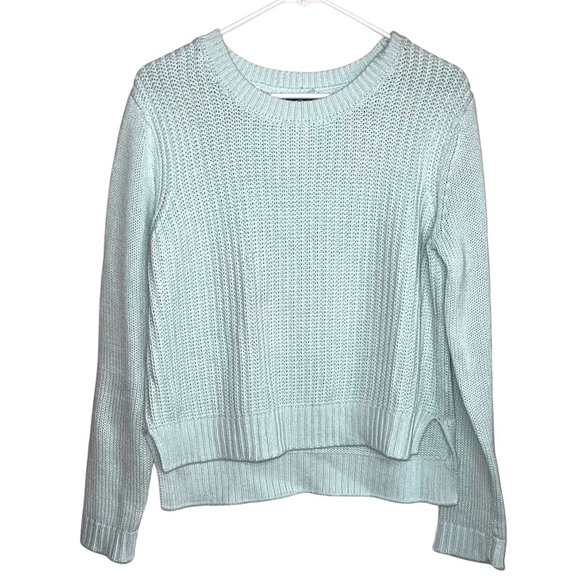 GAP Mint Green Knit Cotton Crop Crewneck Sweater Size Medium - Picture 1 of 6